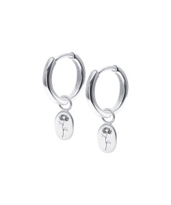 Aster Birth Flower Silver Huggie Earring Charms HO-2715